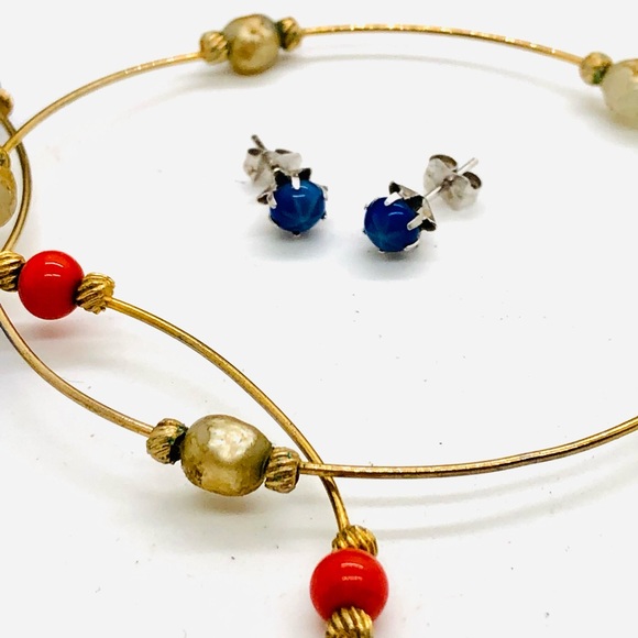 Vintage Blue Star Sapphire Earrings & Bracelet Stack - Picture 8 of 11